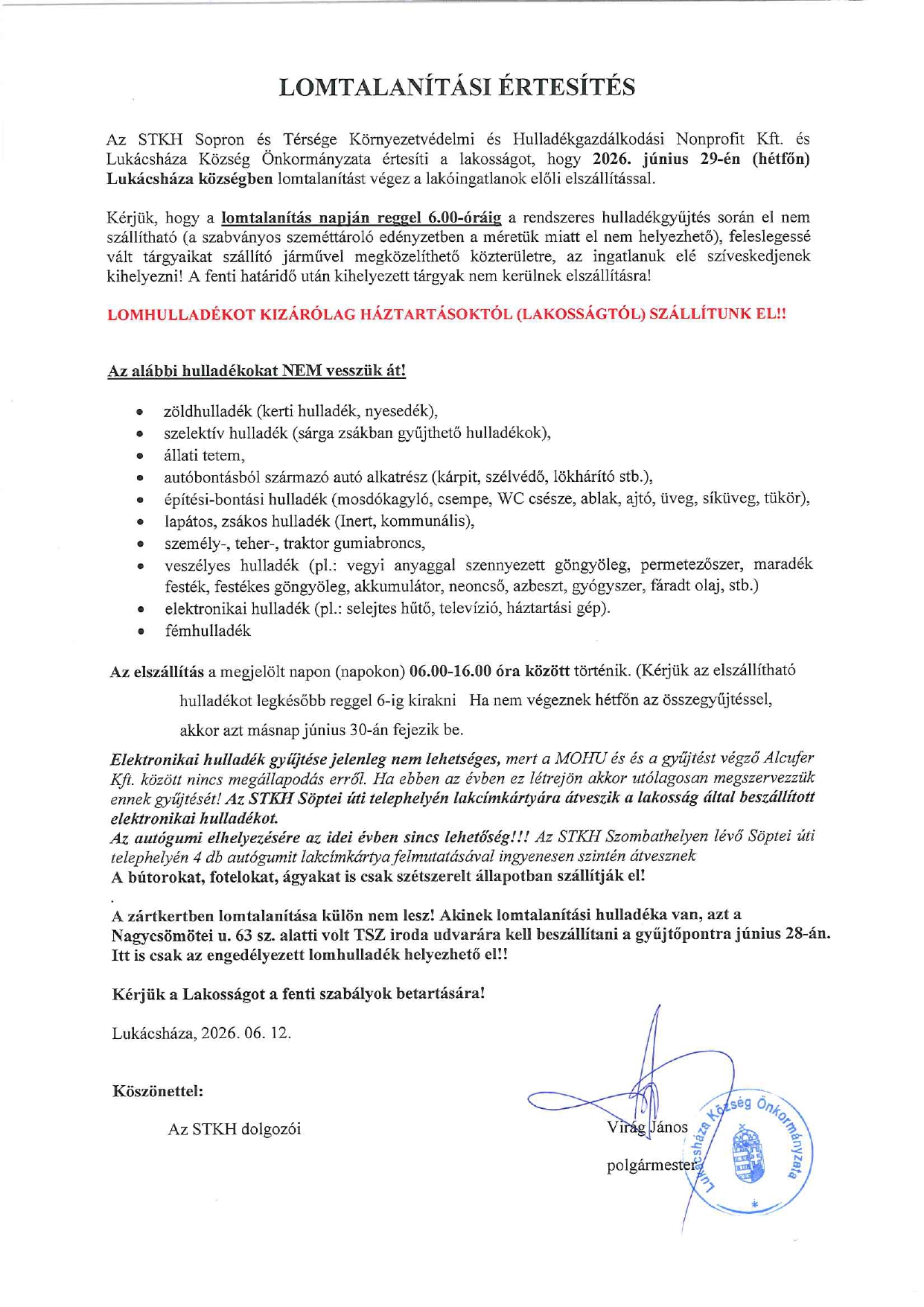 Lomtalanítás 2026.